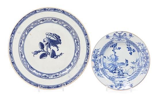 Appraisal: Two Chinese Export Blue and White Porcelain Plates Diameter of