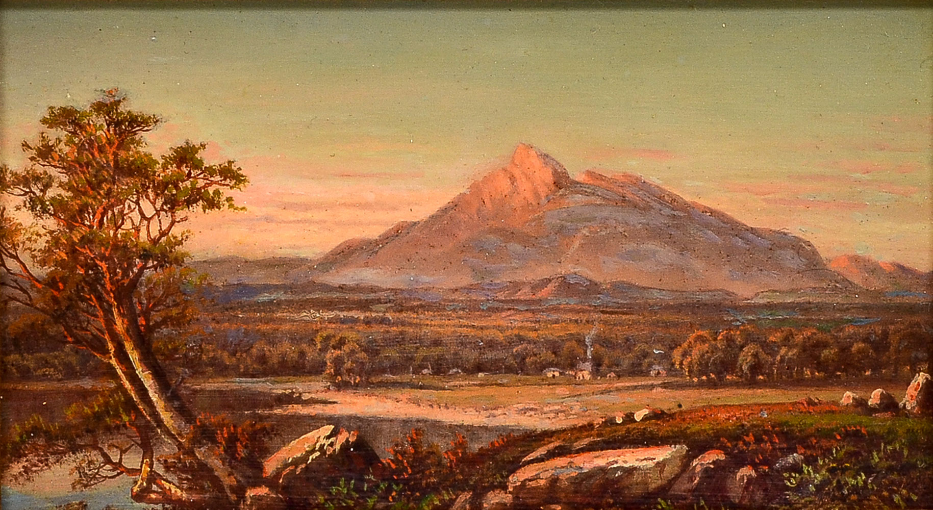 Appraisal: MEXICAN LANDSCAPE PAINTING ATTRIBUTED TO VELASCO Landscape with River and