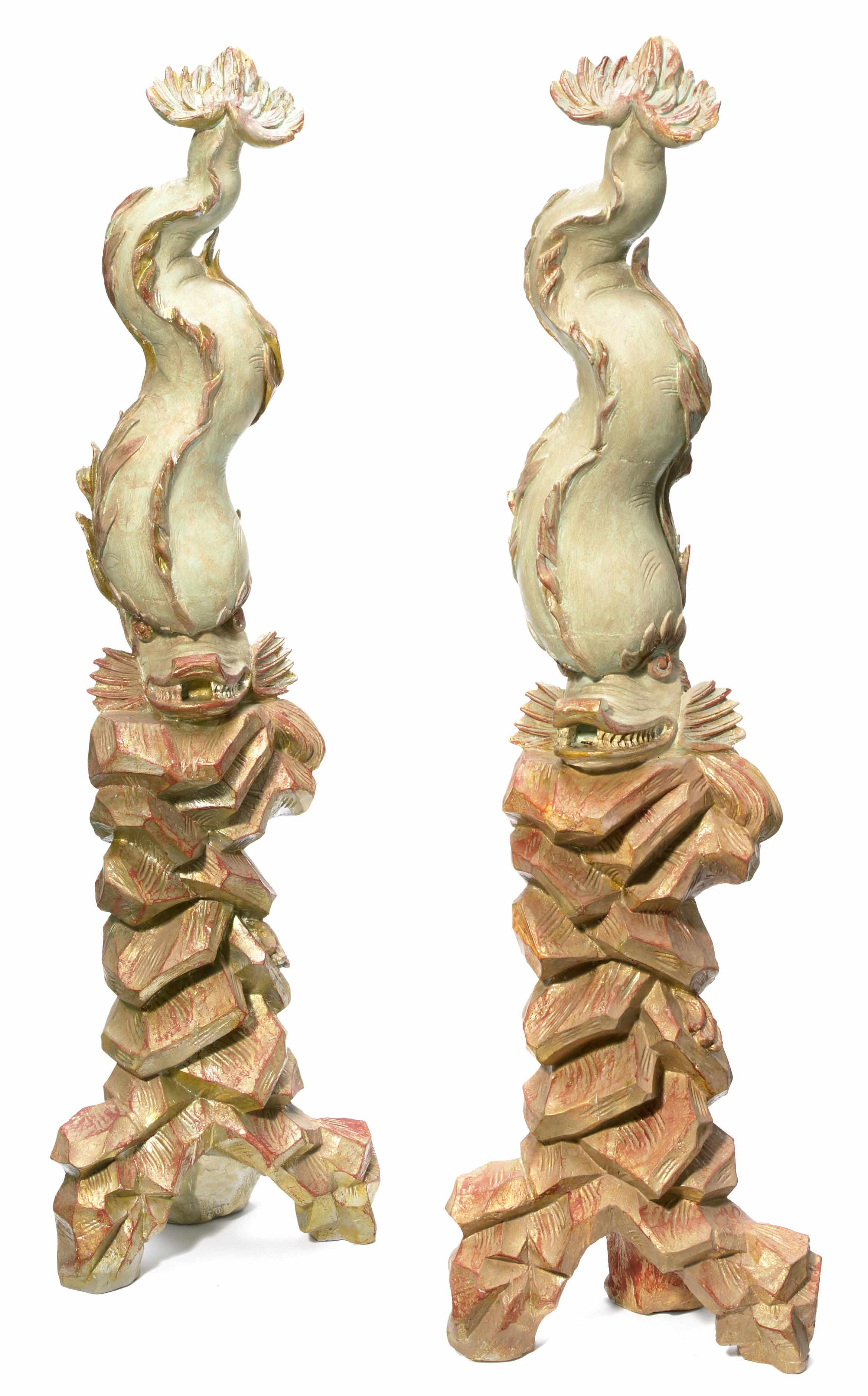 Appraisal: A pair of Venetian Baroque style polychromed and parcel gilt