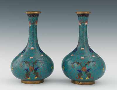 Appraisal: A Pair of Cloisonne Bottle Vases Each apprx - H