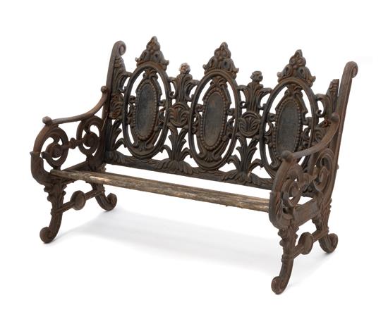 Appraisal: Sale Lot A Victorian Wrought Iron Diminutive Bench the back