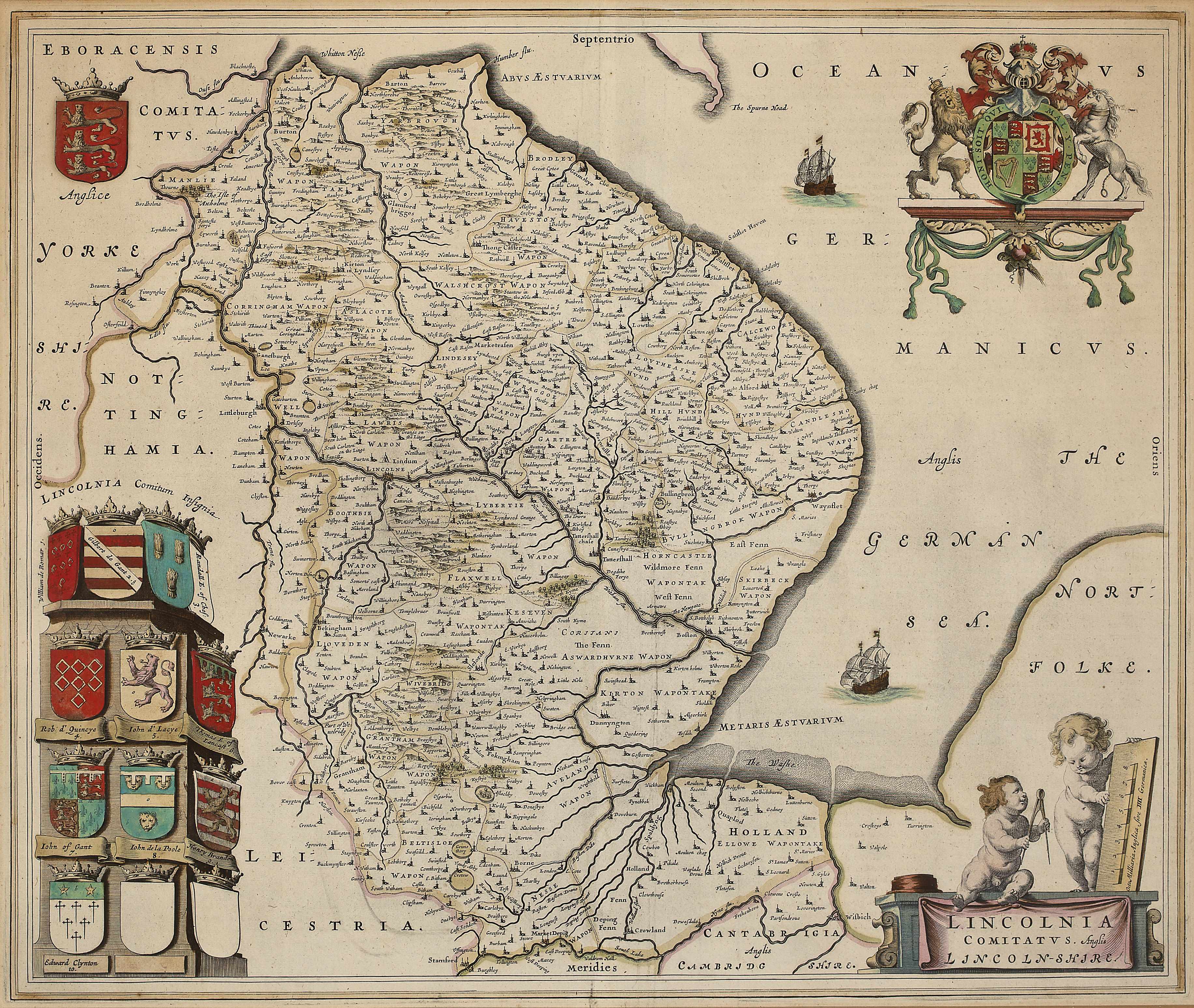 Appraisal: A pair of English hand colored engraved maps depicting Lincolnshire