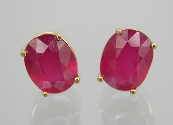 Appraisal: A Pair of Carat Ruby Earrings k yellow gold earrings