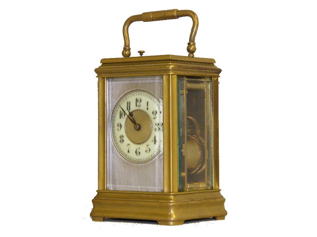 Appraisal: French repeater carriage clock bearing the Trade Mark logo L