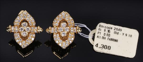 Appraisal: A pair of diamond cluster ear clips designed as quatrefoils