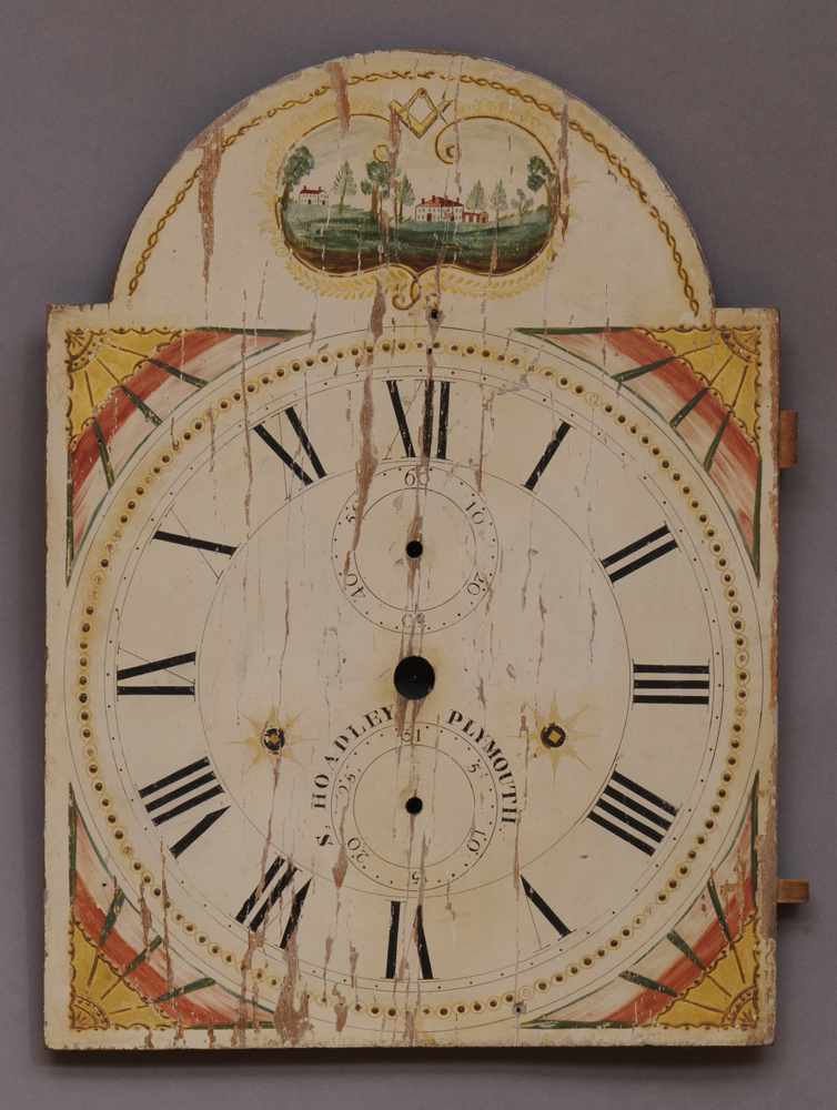 Appraisal: AMERICAN PAINTED AND PARCEL-GILT TALL-CASE CLOCK DIAL SIGNED SILAS HOADLEY