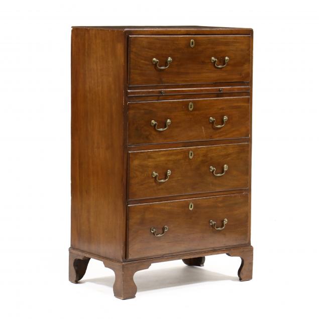 Appraisal: GEORGE III SEMI-TALL CHEST OF DRAWERS WITH SLIDE Late th