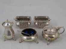 Appraisal: A silver three piece assembled condiment set the salt and