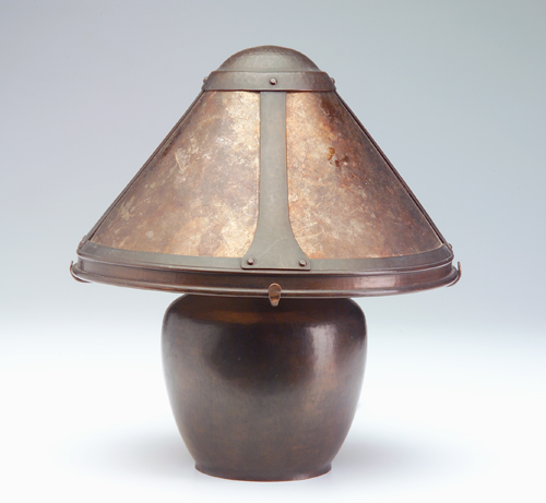 Appraisal: DIRK VAN ERP Hammered copper and mica Bean Pot boudoir