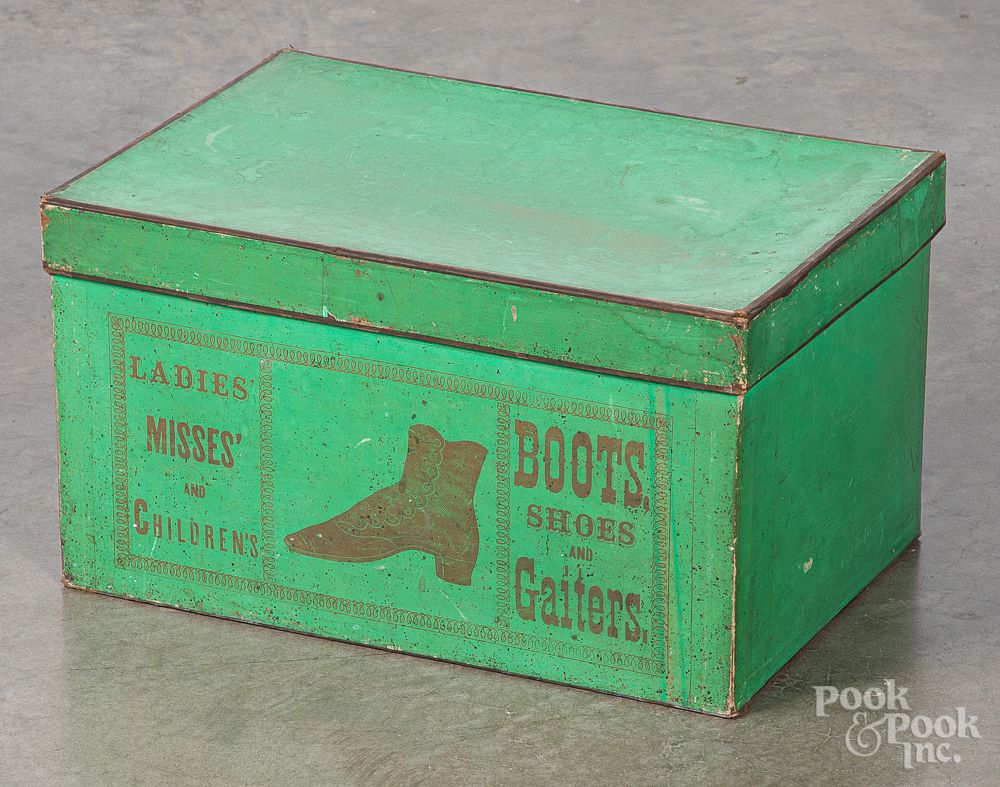 Appraisal: Green Boots Shoes and Gaiters box late th c Green