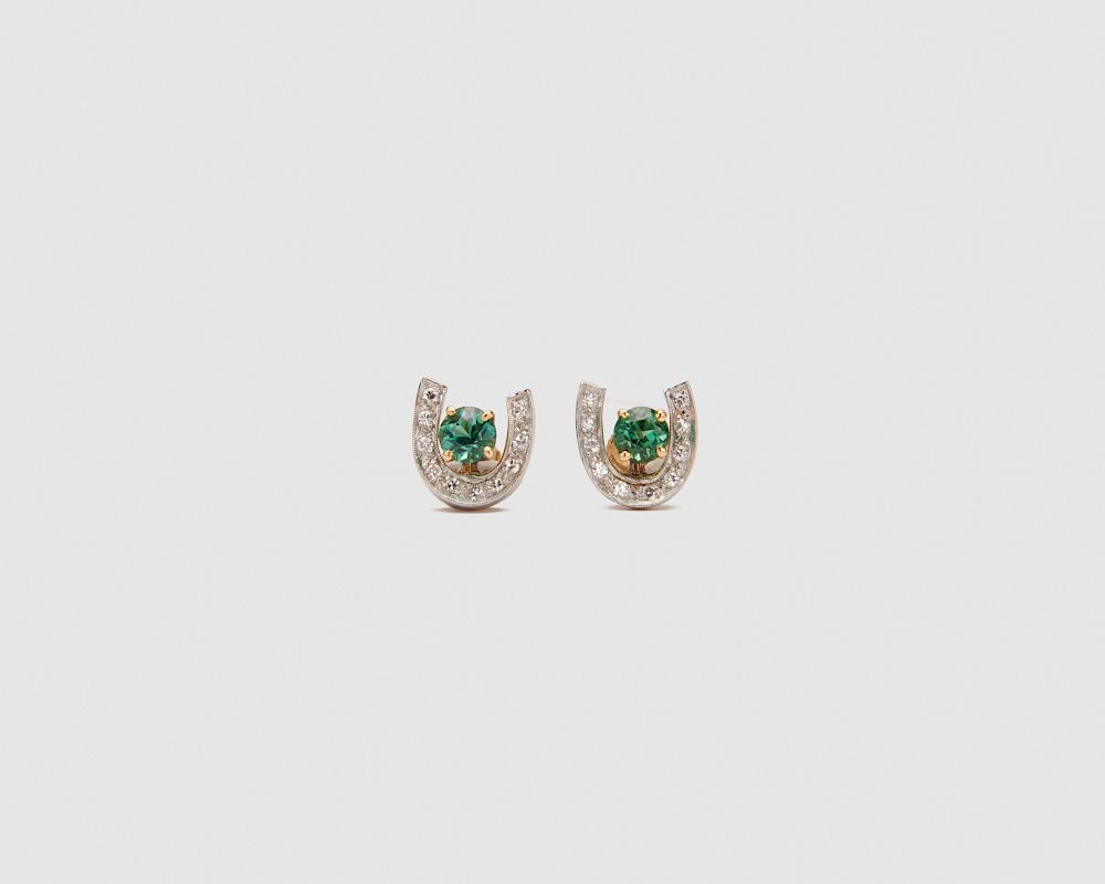 Appraisal: K Gold Gemset and Diamond Earrings K Gold Gemset and