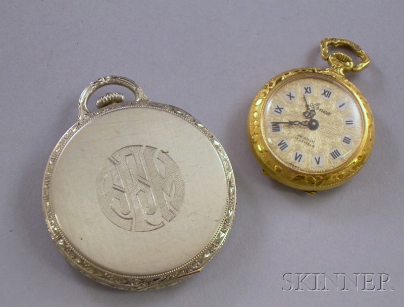 Appraisal: Two Pocket Watches one kt white gold open-face Hamilton watch