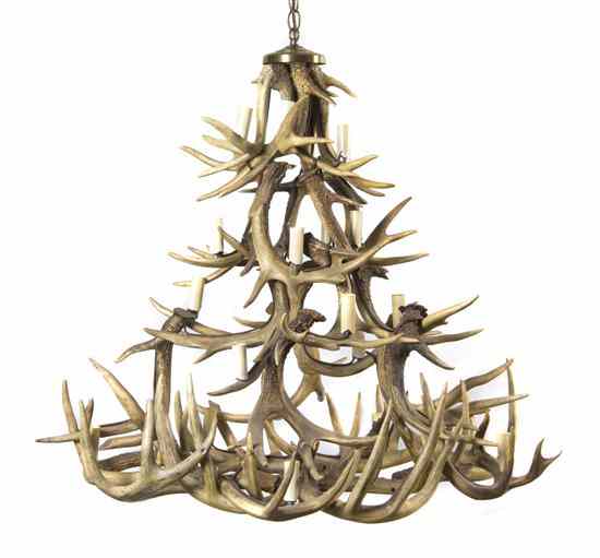 Appraisal: An Antler Chandelier of conical cage form having lighting elements