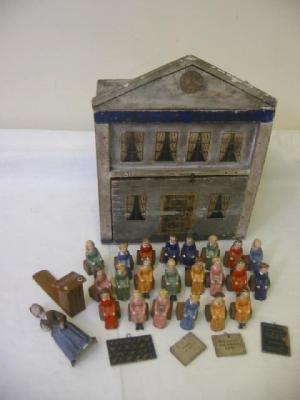 Appraisal: A German model ladies school painted wood construction with stuck