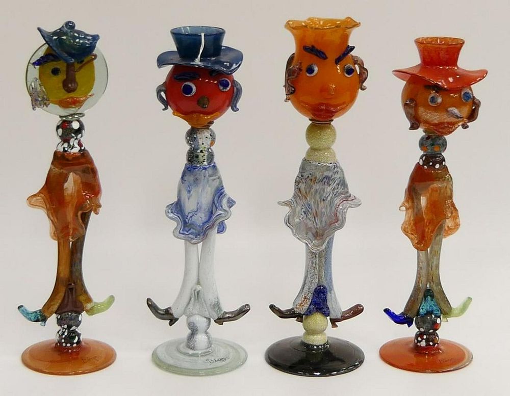 Appraisal: pcs LARGE MURANO ART GLASS FIGURES SIGNED BOVER A lot