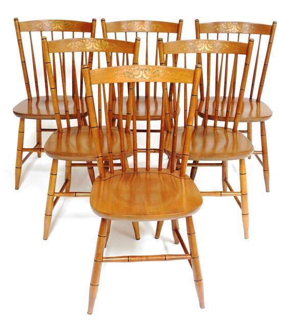 Appraisal: Six contemporary Hitchcock side chairs cherry colored seat and crest