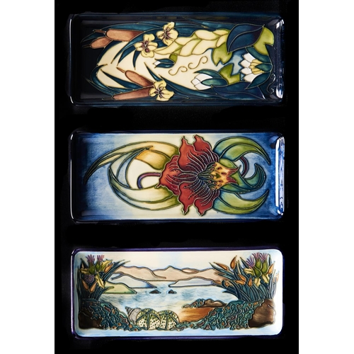 Appraisal: Three Moorcroft rectangular Islay Calla Lily and Lamia dishes early