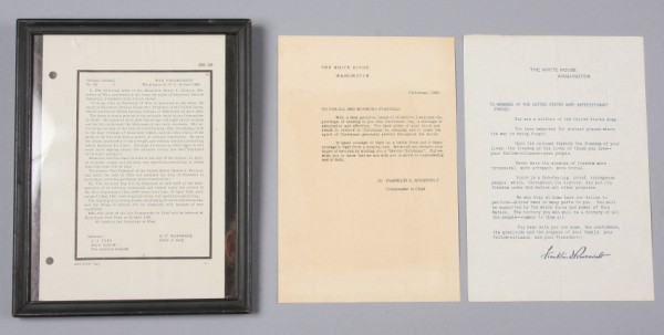 Appraisal: Grouping of three pieces including letter on White House Washington