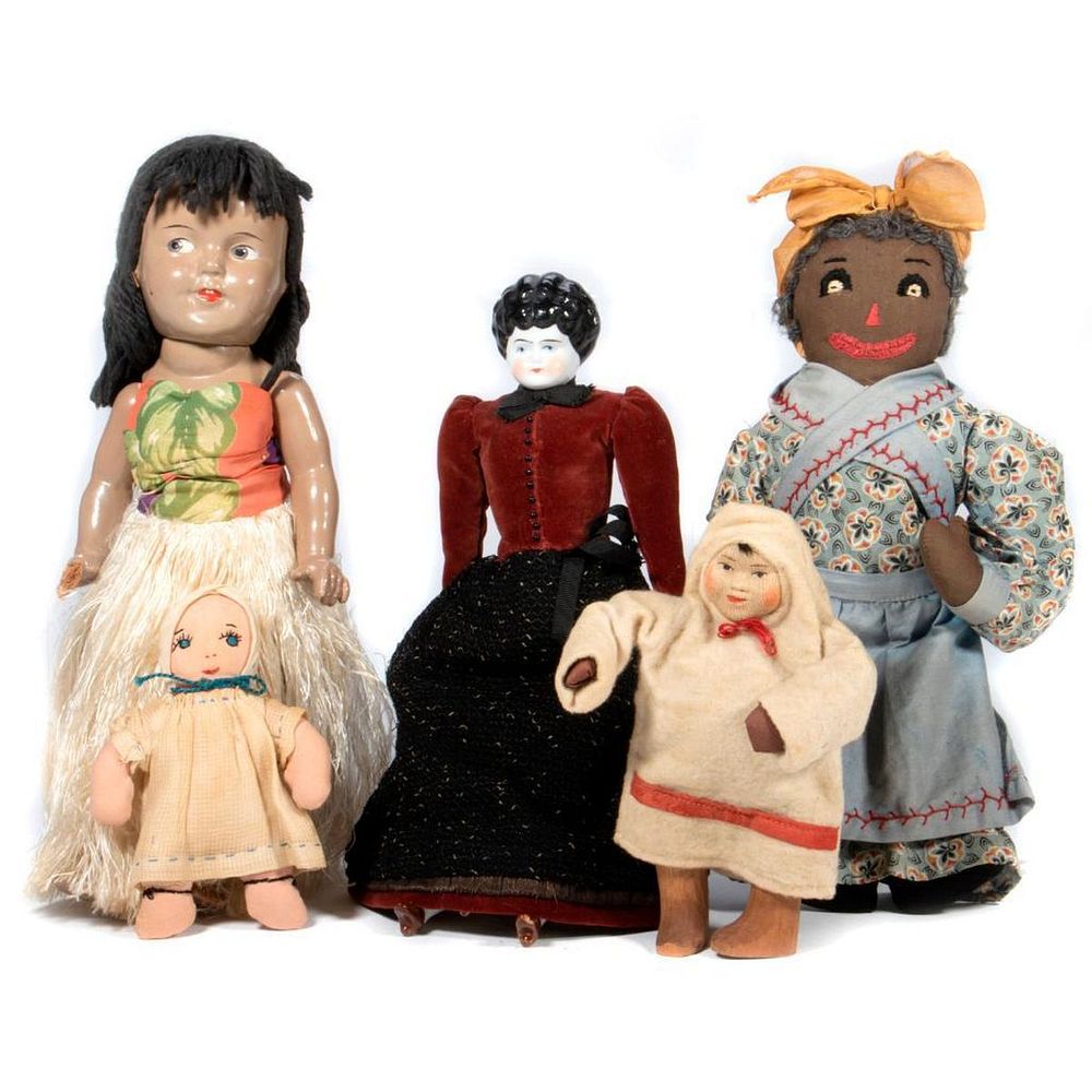 Appraisal: Vintage Cultural Ethnic Dolls Five Vintage Cultural Ethnic Dolls Including