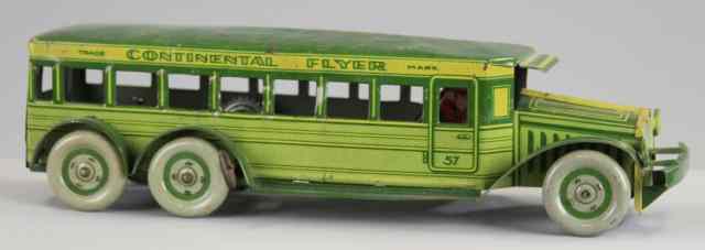 Appraisal: STRAUSS ''CONTINENTAL FLYER'' BUS Lithographed tin done in green body