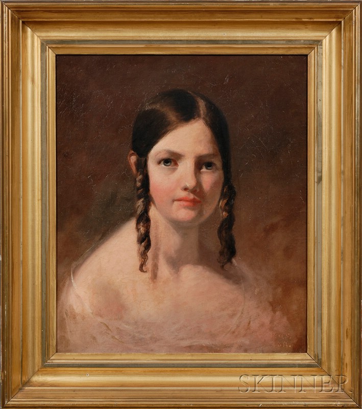 Appraisal: American School th Century Portrait of a Young Woman with