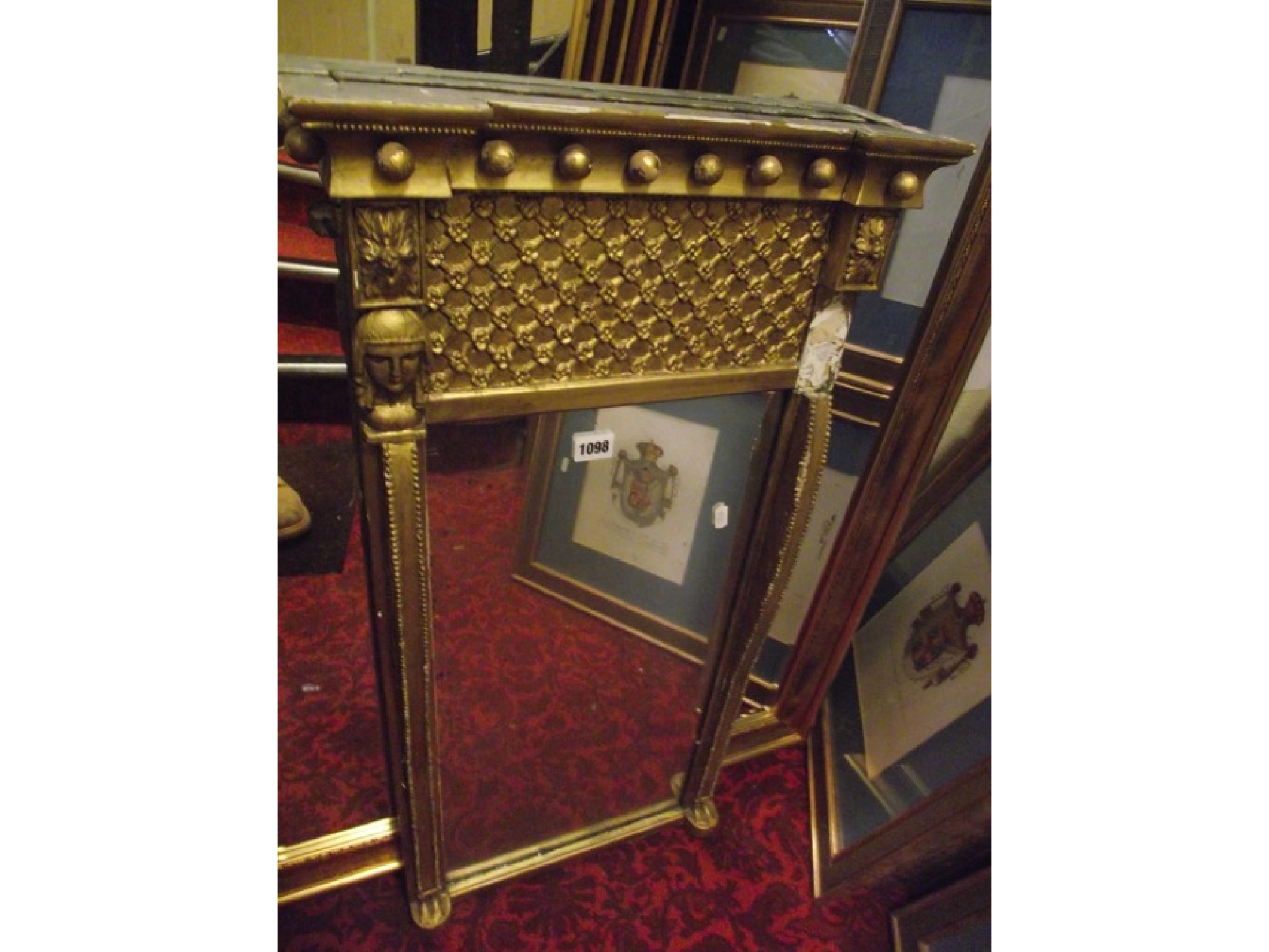 Appraisal: A th century pier glass with rectangular plate and gilt