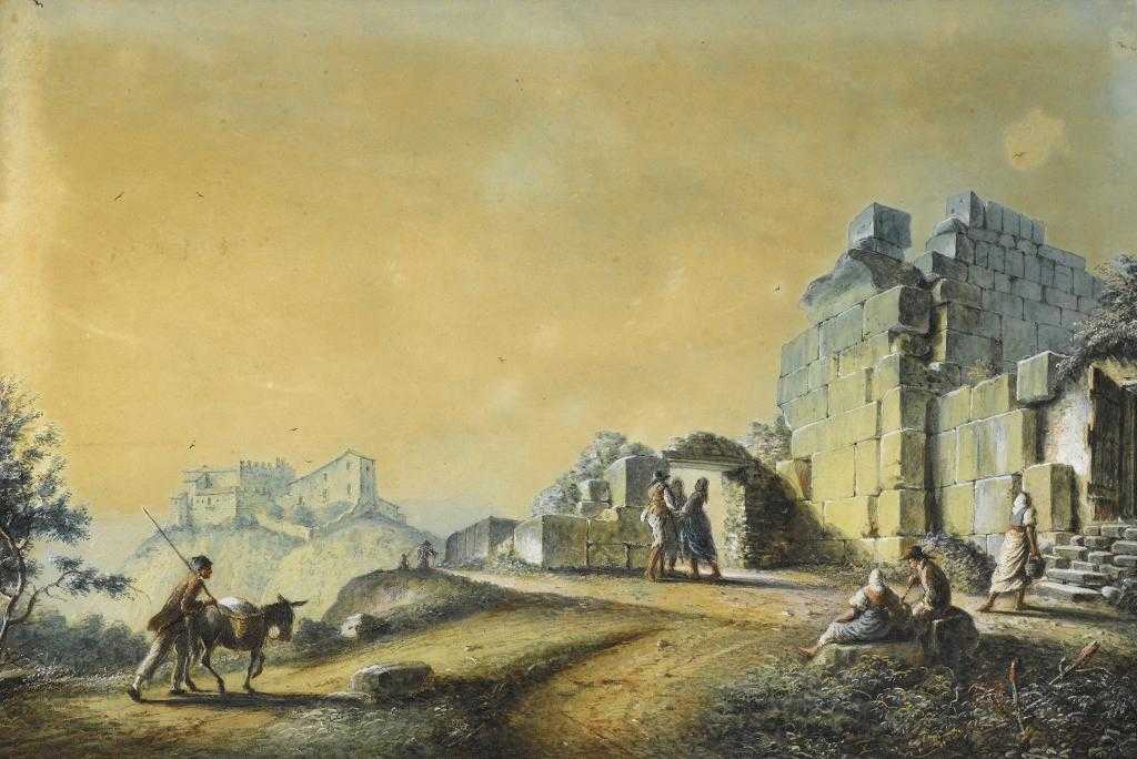 Appraisal: LUIGI MAYER - VIEW OF THE RUINS AT TINDARI signed