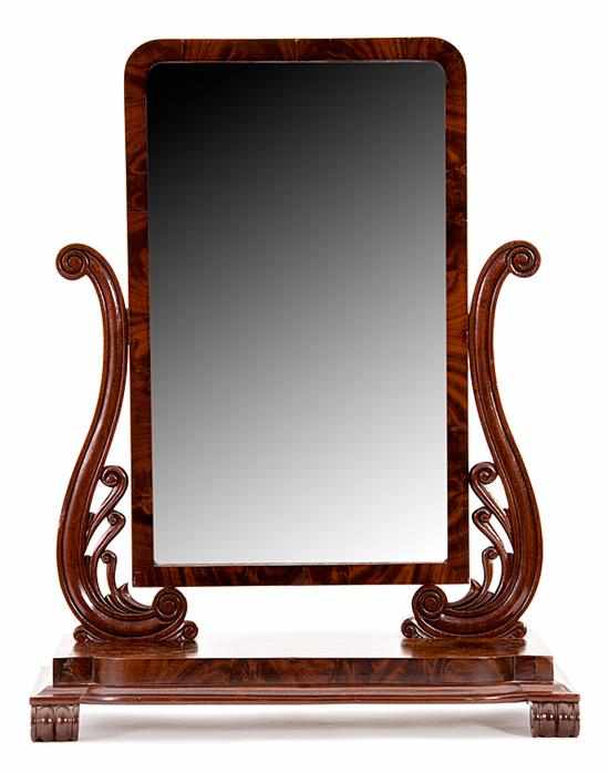 Appraisal: Boston Classical carved mahogany shaving mirror school of Isaac Vose