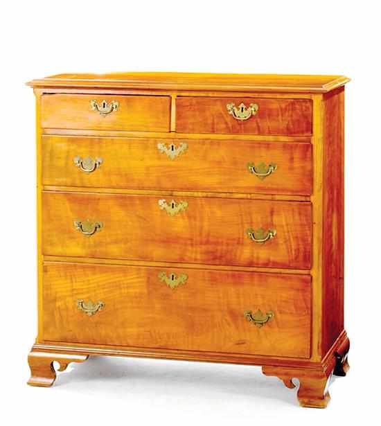 Appraisal: Chippendale applewood chest of drawers probably Pennsylvania late th century