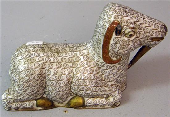 Appraisal: Chinese pale ground cloisonne ram x high early th century