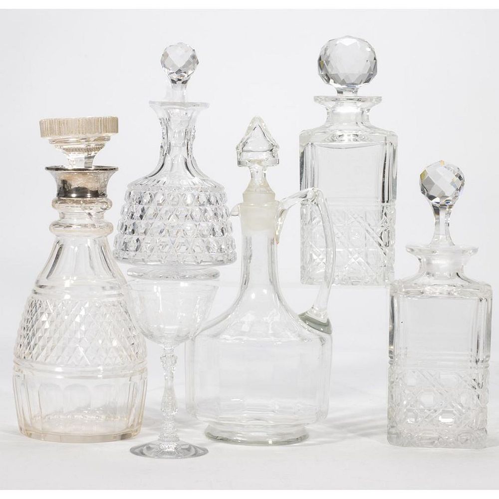 Appraisal: Collection of Clear and Cut Glass Bar Ware Including three