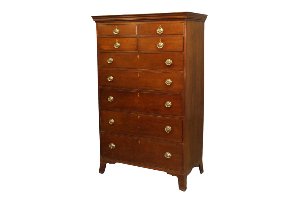 Appraisal: PERIOD TALL CHEST - Period Heppplewhite Chest in solid cherry