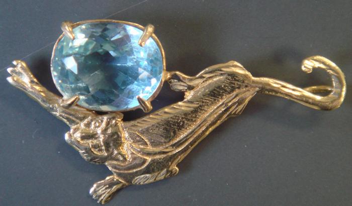 Appraisal: K yg Topaz Pendant with Cat In the form of