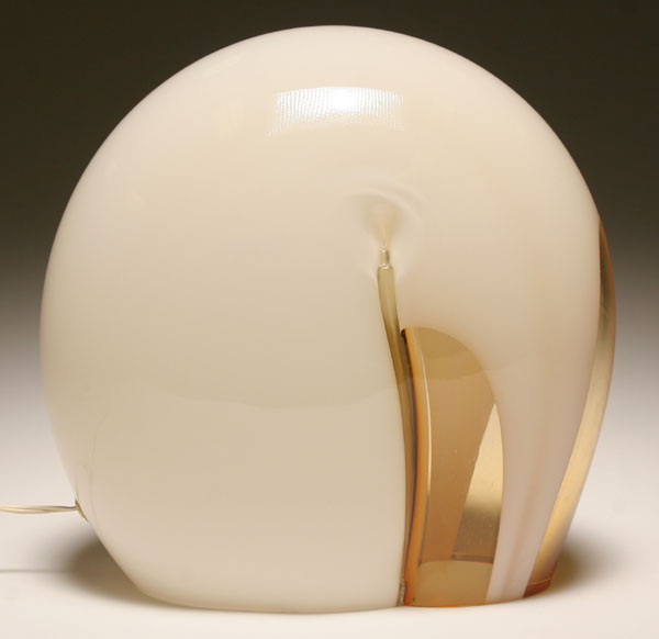 Appraisal: Vistosi Murano art glass table lamp Lattimo and amber folded