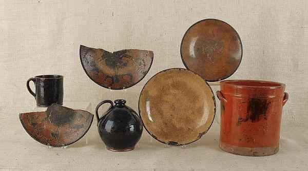 Appraisal: Group of miscellaneous redware th c pcs