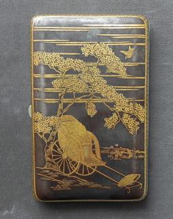 Appraisal: Inlaid gold in iron cigarette case bearing a scene of