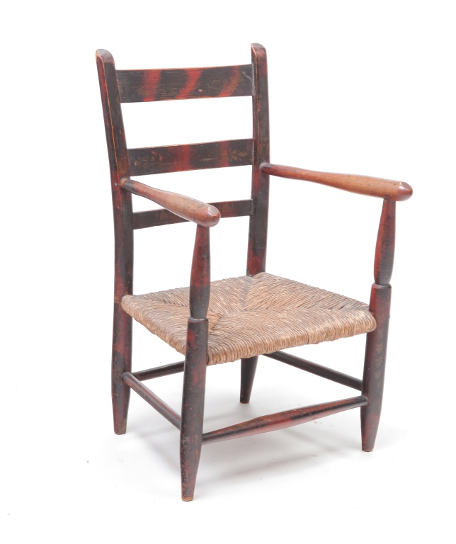 Appraisal: AMERICAN PAINTED AND STENCILED YOUTH CHAIR Mid th century mixed