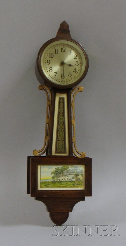 Appraisal: Mahogany Miniature Banjo Clock by New Haven Clock Company ht