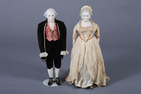 Appraisal: BISQUE DOLLS DEPICTING GEORGE AND MARTHA WASHINGTON th centure Molded