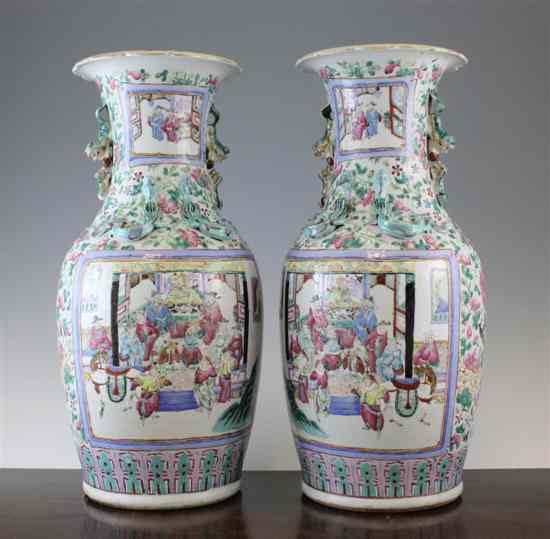 Appraisal: A pair of large Chinese Canton decorated famille rose baluster