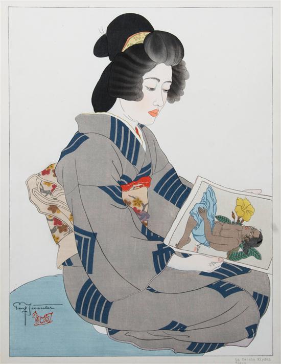 Appraisal: Woodblock Print Paul Jacoulet French - La Geisha Kiyoka Tokyo