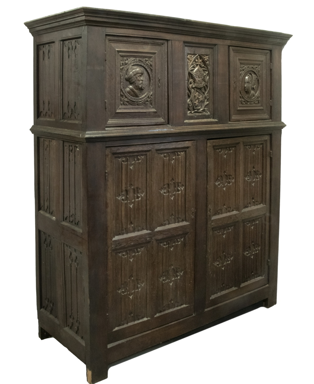 Appraisal: ENGLISH OAK PRESS CUPBOARD Late th - Early th c