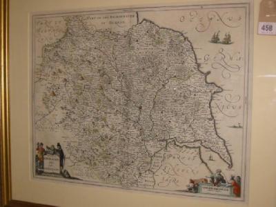 Appraisal: JOANNES Yorkshire hand coloured map with figural title cartouche and