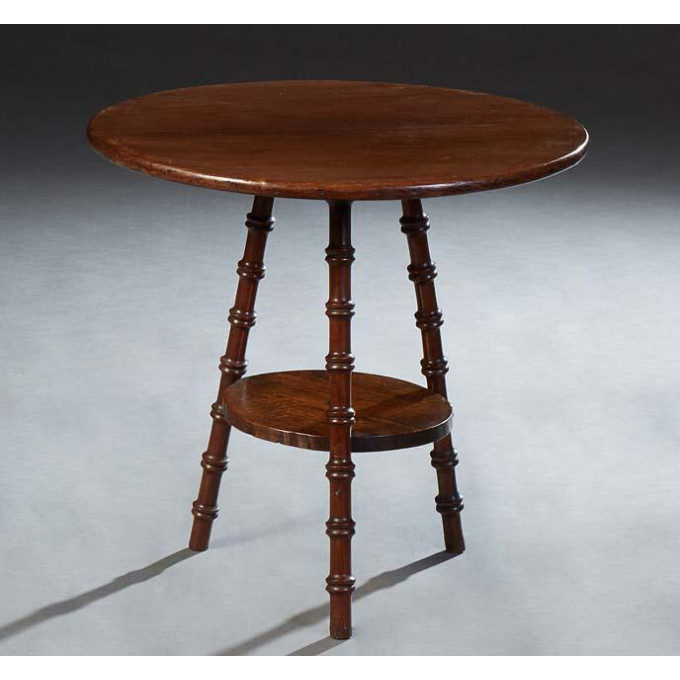 Appraisal: English Carved Oak Lamp Table early th c the circular