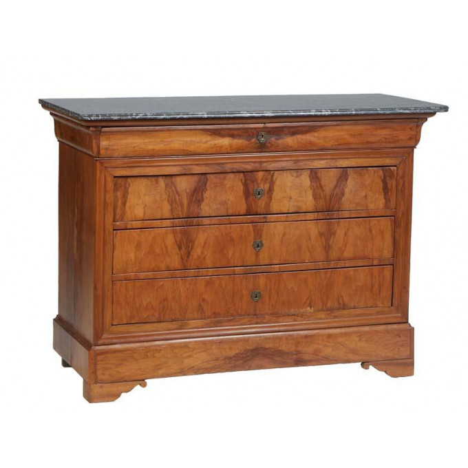 Appraisal: French Provincial Louis Philippe Carved Walnut Marble Top Commode th