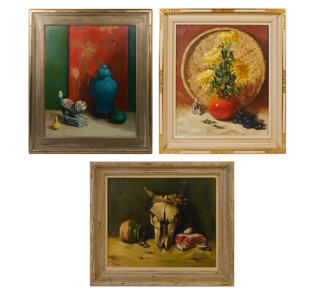 Appraisal: THREE RALPH SPERRY OIL PAINTINGS Three Oils Canvas Oriental Motif