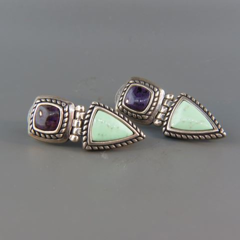 Appraisal: Turquoise Sugilite Earrings designer dangle earrings pierced style grams