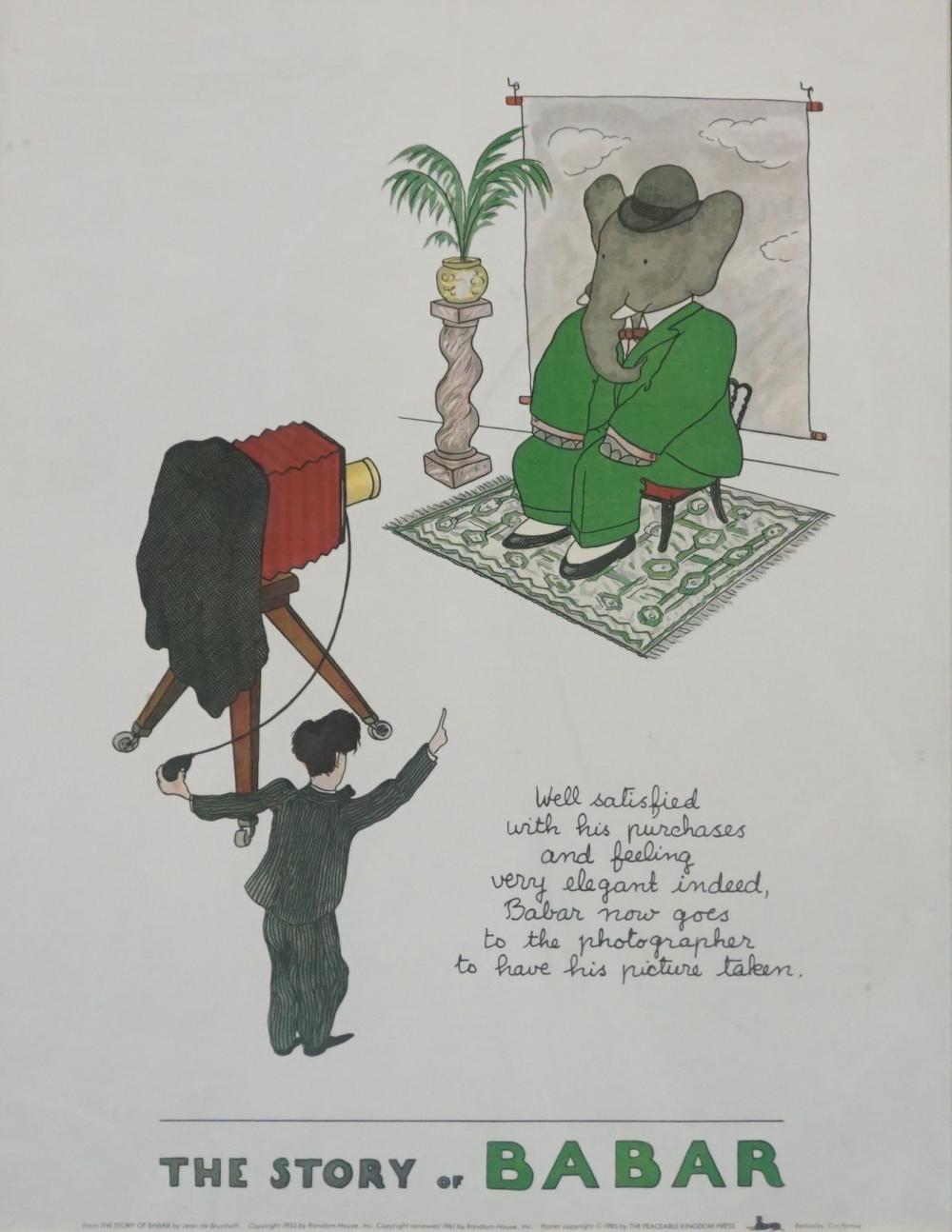 Appraisal: THE STORY OF BABAR COLOR POSTER FRAME X IN X