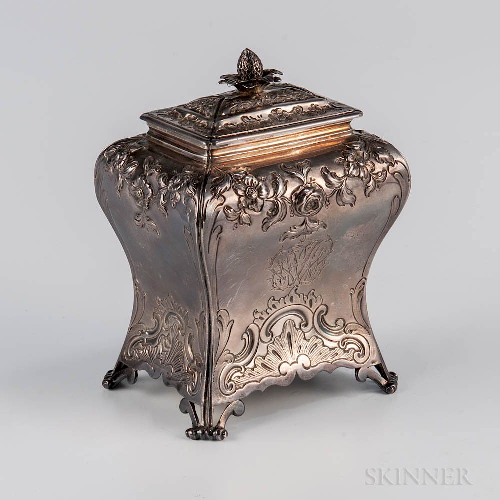 Appraisal: George II Sterling Silver Tea Canister George II Sterling Silver