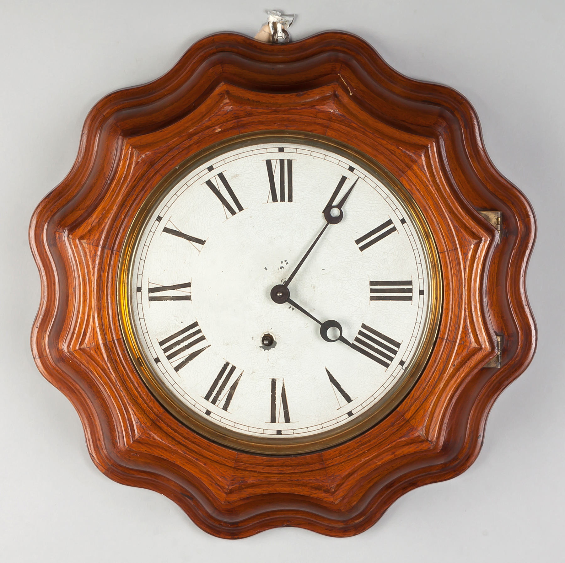 Appraisal: Ingraham Victorian Gallery Clock Bristol CT Walnut case starburst shaped